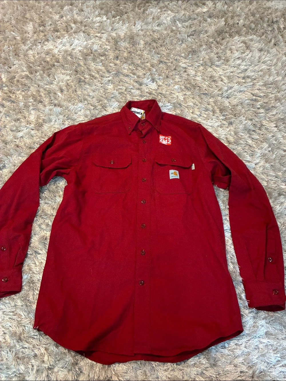 Carhartt Red Button-Down Work Shirt